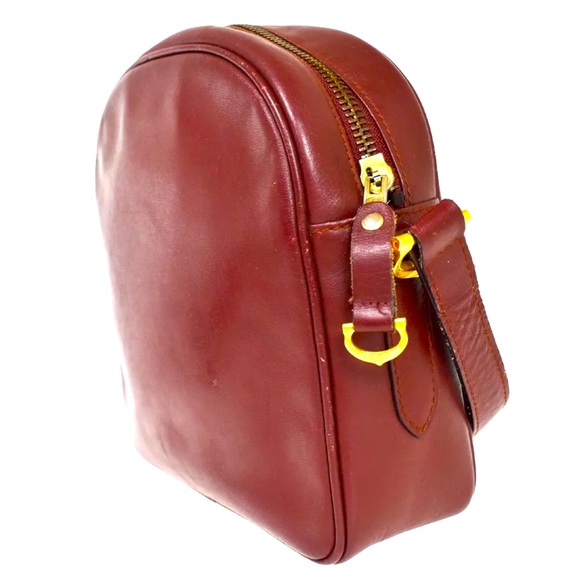 MUST DE CARTIER 2C Logo Shoulder Bag Leather Bordeaux Gold-Plated made in Italy - Picture 4 of 13